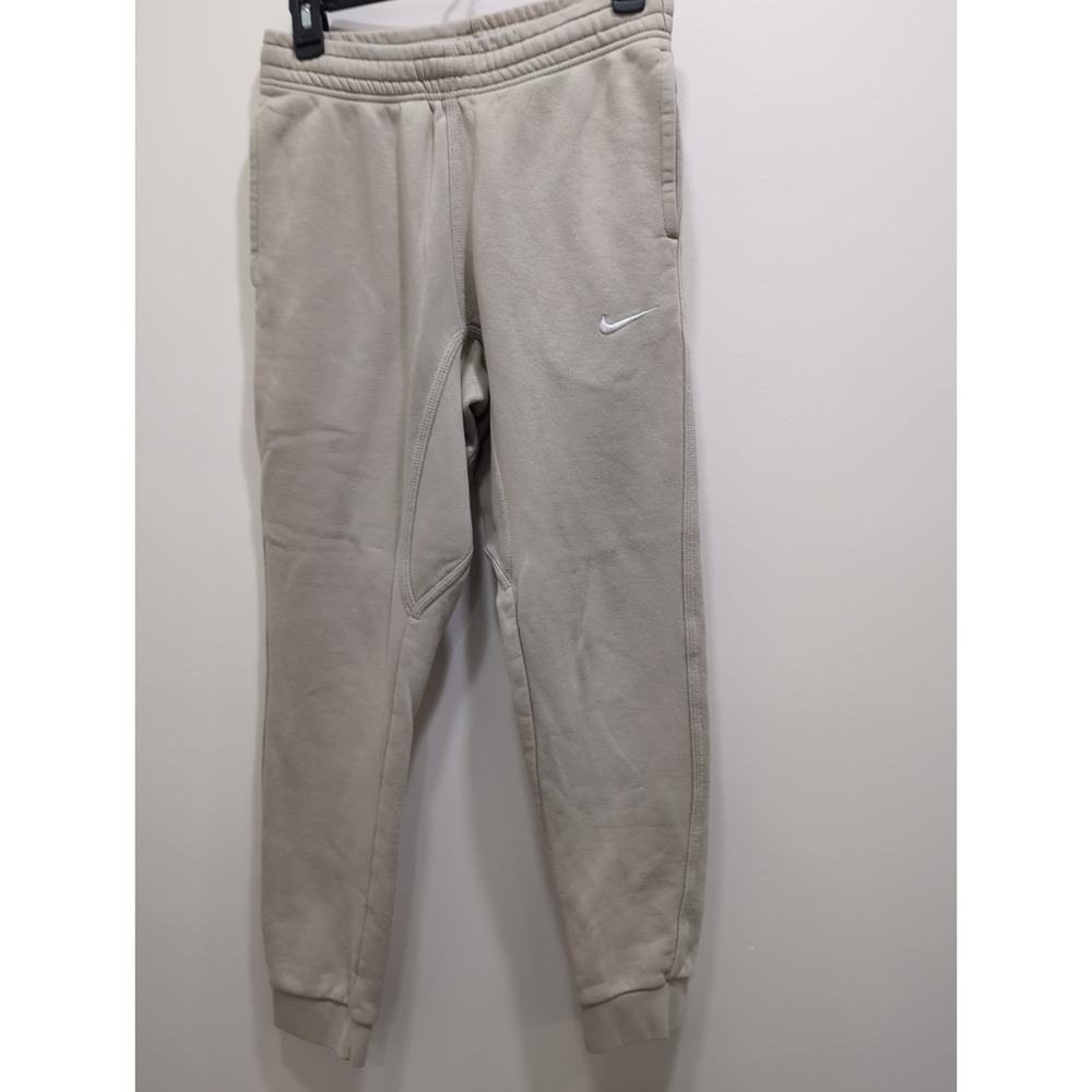 Nike Sportswear‎ Club Fleece Joggers Pants Mens S Beige Cotton Drawstring Waist